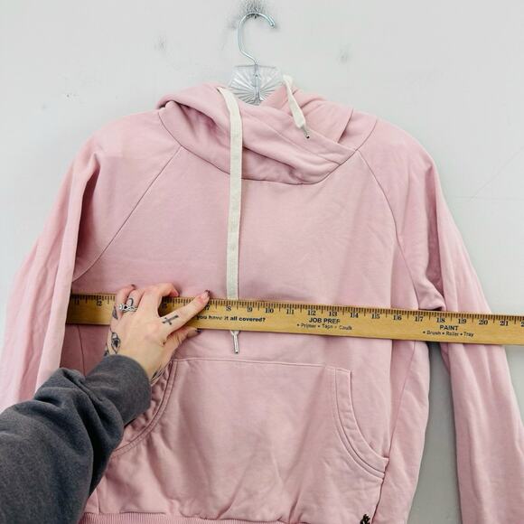 Ampersand Avenue Pink Cropped Pullover Hoodie Women’s Size M - Picture 2 of 7
